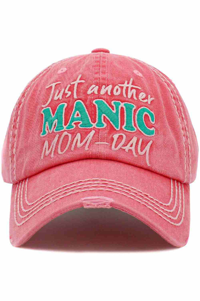 Hot Pink The JUST ANOTHER MANIC MOM-DAY Vintage Ball Cap adds a fun, relatable slogan to a classic vintage-washed design for an effortlessly cool look. Comfortable and easy to style, it’s perfect for busy mom days, casual outings, and everyday wear.