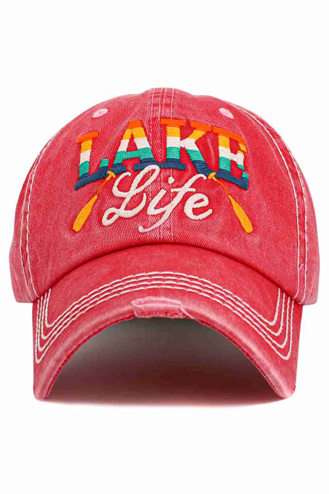 Hot Pink Celebrate laid-back days by the water with this LAKE LIFE multi-color vintage baseball cap, designed with a relaxed, worn-in look for effortless style. The adjustable fit and breathable construction make it perfect for sunny lake days, road trips, and everyday casual wear.
