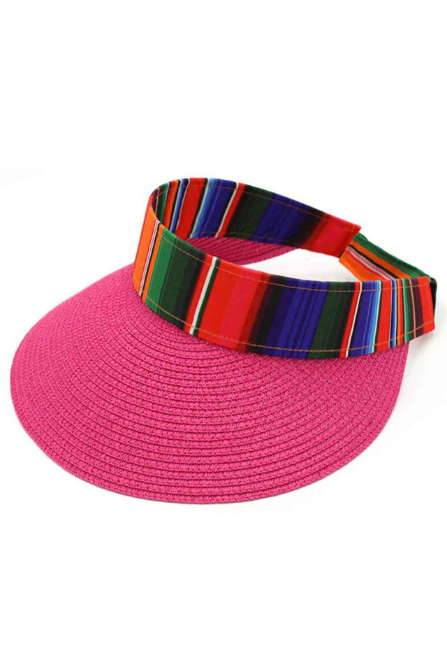 Hot Pink Stay cool and stylish with this Serape Visor Hat, crafted from a breathable blend of 90% paper and 10% polyester. The lightweight paper construction provides exceptional comfort during warm weather, while the polyester adds durability for everyday wear. Perfect for beach days, outdoor adventures, or casual outings, this visor keeps the sun at bay without the weight.