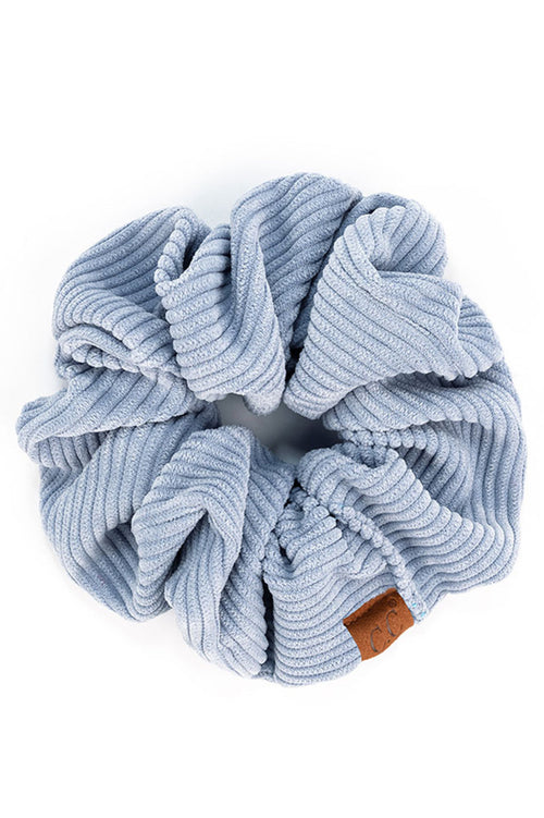 C.C Corduroy Solid Color Soft Scrunchies - Ice Blue