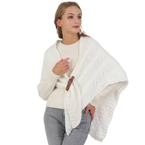 Ivory Belt Pointed Knit Pull Through Cape Poncho, with the latest trend in ladies' outfit cover-up! the high-quality knit cape poncho is soft, comfortable, and warm but lightweight. It's perfect for your daily, casual, party, evening, vacation, and other special events outfits. A fantastic gift for your friends or family.