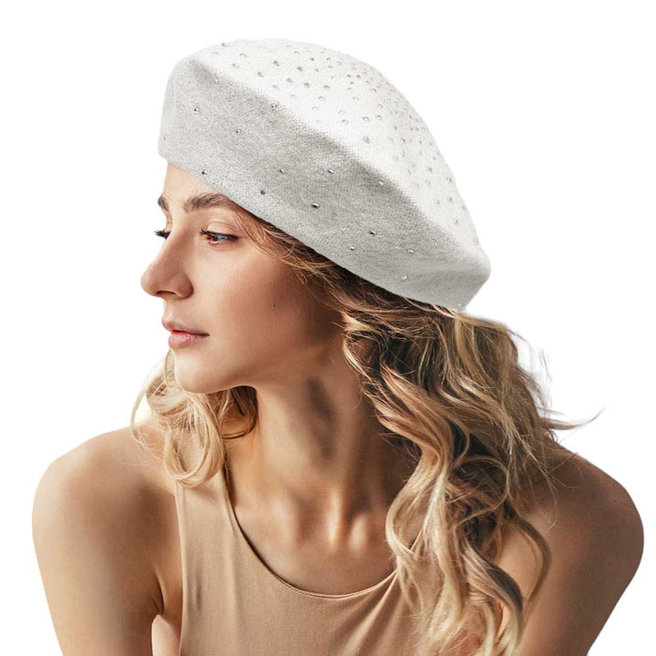 Ivory Bling Solid Beret Hat, stay fashionable in any season with this stylish beret hat. Get stylish with this one-of-a-kind piece today! This is the perfect hat for any stylish outfit or winter dress. Perfect gift item for Birthdays, Christmas, Stocking stuffers, holidays, anniversaries, Valentine's Day, etc.