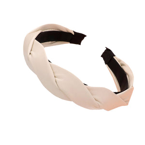 Ivory Braided Solid Faux Leather Headband, creates a natural & beautiful look while perfectly matching your color with the easy-to-use braided solid headband. Push your hair back and spice up any plain outfit with this headband!