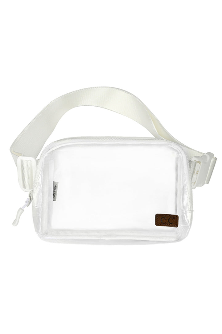 Ivory C.C Clear Stadium Fanny Pack is the perfect accessory for any event or outing where clear bags are required. Keep your hands free and your belongings secure in this stylish pack, made from durable materials and designed with convenience in mind. Stay organized and compliant with this must-have accessory.