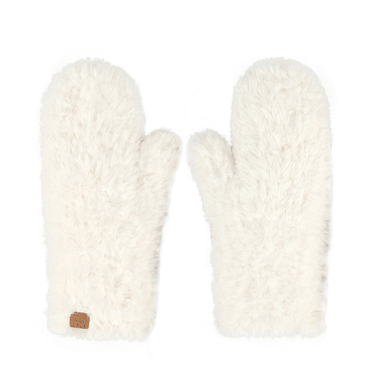 Ivory C.C Faux Fur Mittens, Stay warm and cozy. These mittens are made with ultra-soft faux fur for maximum insulation and comfort. The faux fur is lightweight and breathable while providing excellent temperature control. An adjustable wristband allows for the perfect fit. Enjoy superior warmth during the cold winter months.