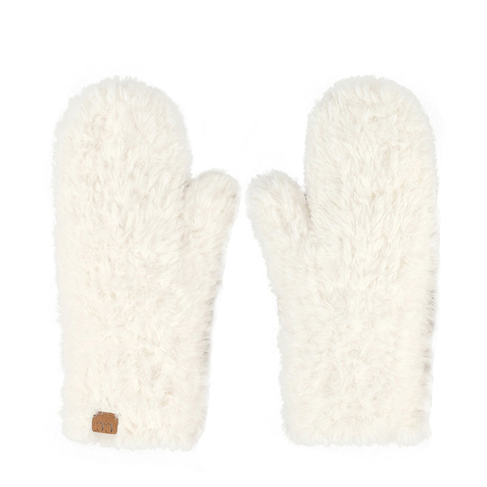 Ivory C.C Faux Fur Mittens, Stay warm and cozy. These mittens are made with ultra-soft faux fur for maximum insulation and comfort. The faux fur is lightweight and breathable while providing excellent temperature control. An adjustable wristband allows for the perfect fit. Enjoy superior warmth during the cold winter months.