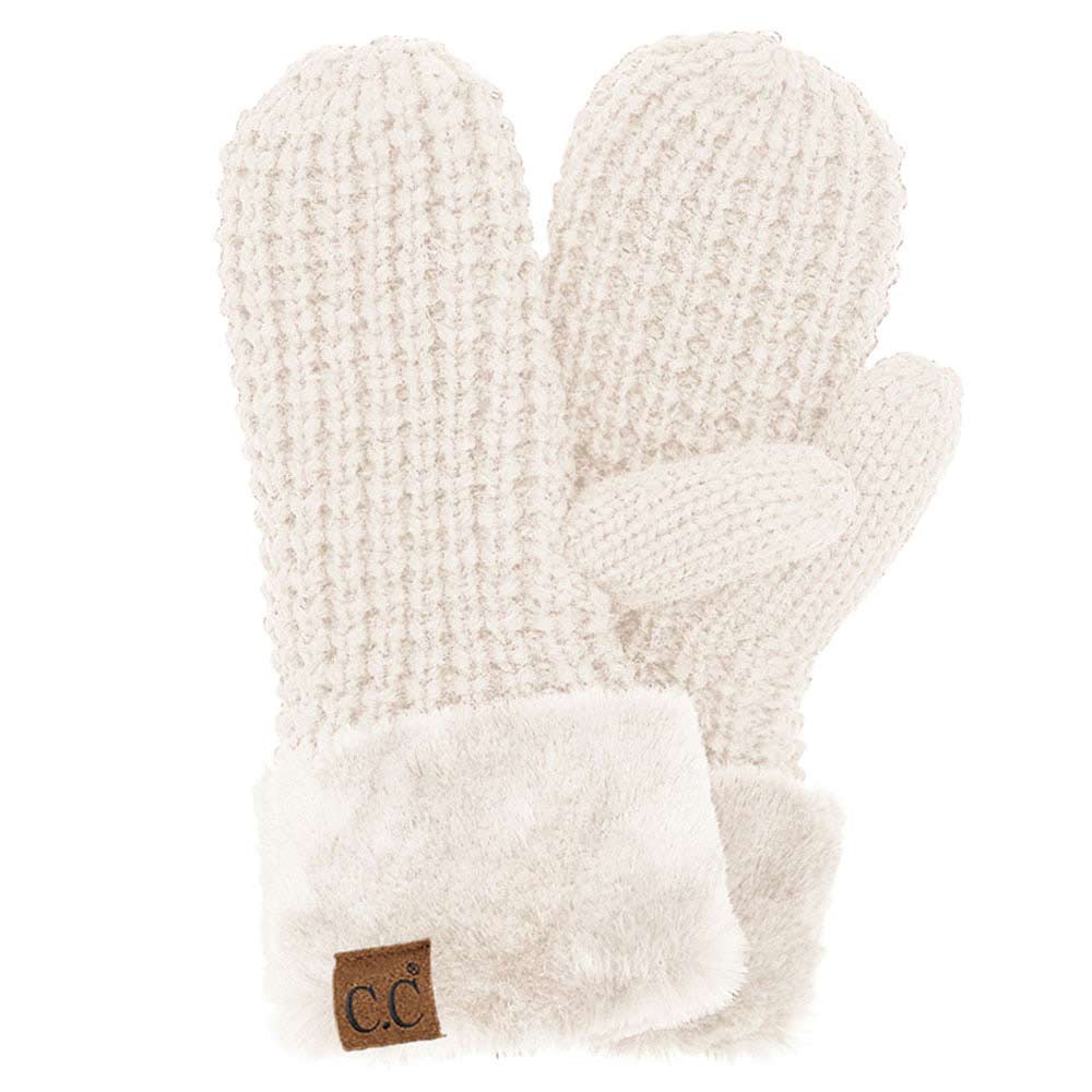 Ivory C.C Waffle Knit Mittens, keep your hands warm and cozy with their special knit design. Crafted from a lightweight material, they offer maximum breathability and keep hands comfortable even in cold temperatures. Practical winter gift for family members, parents, grandparents, outdoor activists, or close friends.