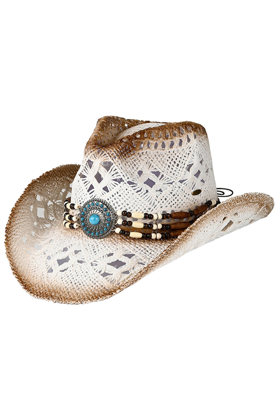 C.c Western Wooden Bead Band Tea-stain Cowboy Hat – Madeline  display picture 1