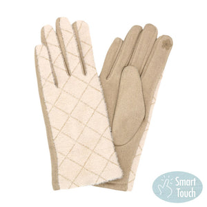 Ivory Diamond Patterned Touch Smart Gloves, give your look so much eye-catching with diamond touch smart gloves, a cozy feel. It's very fashionable and attractive. A pair of these gloves are awesome winter gift for your family, friends, anyone you love, and even yourself. Complete your outfit in a trendy style!