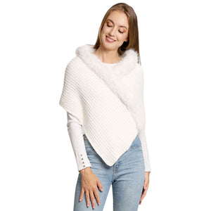 Ivory This Faux Fur Pointed Solid Ribbed Shawl is the perfect choice for effortless style and warmth. It goes with every winter outfit and gives you a beautiful outlook everywhere. Perfect Gift for Wife, Mom, Birthday, Holiday, Anniversary, Fun Night Out. Happy Winter!