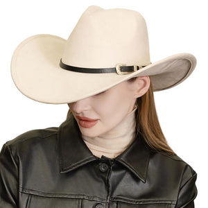 Ivory Faux Leather Band Solid Cowboy Fedora Panama Hat, Look great in any setting with this hat. Featuring a smooth, classic design with a solid faux leather band and a western theme, this hat provides both timeless style and versatility. It's the perfect accessory for any casual or formal look.
