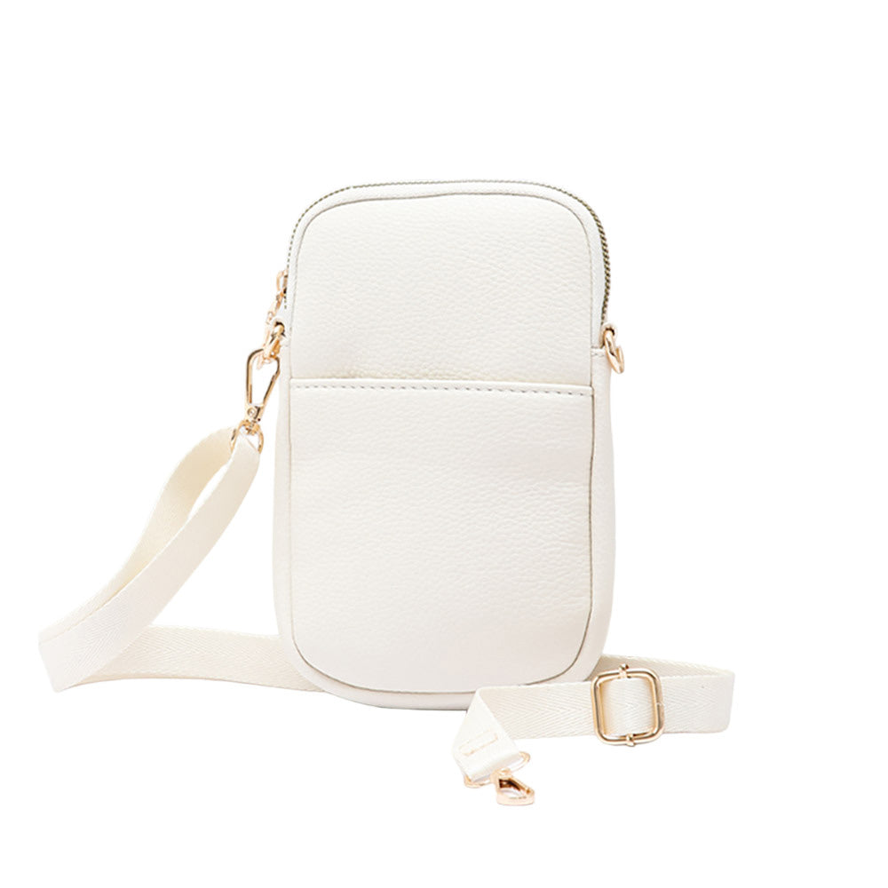 Ivory Faux Leather Rectangle Crossbody Bag, This high-quality faux leather fashion crossbody features one front slip pocket and one inside slip pocket, and secured zipper closure at the top, this bag will be your new go-to! These beautiful and trendy Crossbody bag have adjustable and detachable hand straps that make your life more comfortable. This Simple fashion design crossbody bag for women keep your hands free while shopping, dating, traveling, and in outdoor sport.