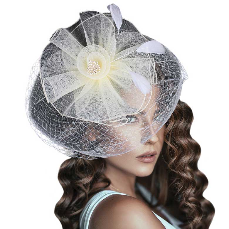 Ivory Feather Mesh Flower Fascinator Headband, with its luxurious yet lightweight composition. Crafted with high-quality materials, the headband features a feather mesh flower, making it the perfect accessory for any outfit. The headband adds a touch of sophistication. Perfect gift choice for loved ones on any day.