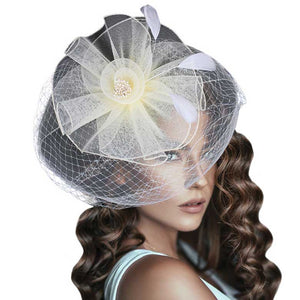 Ivory Feather Mesh Flower Fascinator Headband, with its luxurious yet lightweight composition. Crafted with high-quality materials, the headband features a feather mesh flower, making it the perfect accessory for any outfit. The headband adds a touch of sophistication. Perfect gift choice for loved ones on any day.