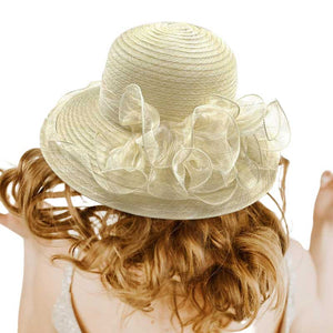 Ivory Flower Organza Dressy Hat, is an elegant and high-fashion accessory for your modern couture. Unique and elegant hats, family, friends, and guests are guaranteed to be astonished by this flower-dressy hat. This hat will be perfect for Tea Parties, Concerts, Evening Wear, Ascot, Races, Photo Shoots, etc.