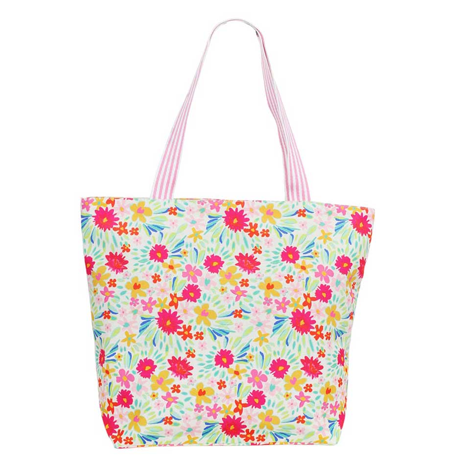 Ivory Flower Print Tote Bag, this tote bag features a beautiful flower print design, adding a touch of style to your everyday essentials. Made with high-quality materials, it offers durability and functionality for daily use. Stay fashionable while carrying your belongings with ease. Ideal gift for any fashion loving person.