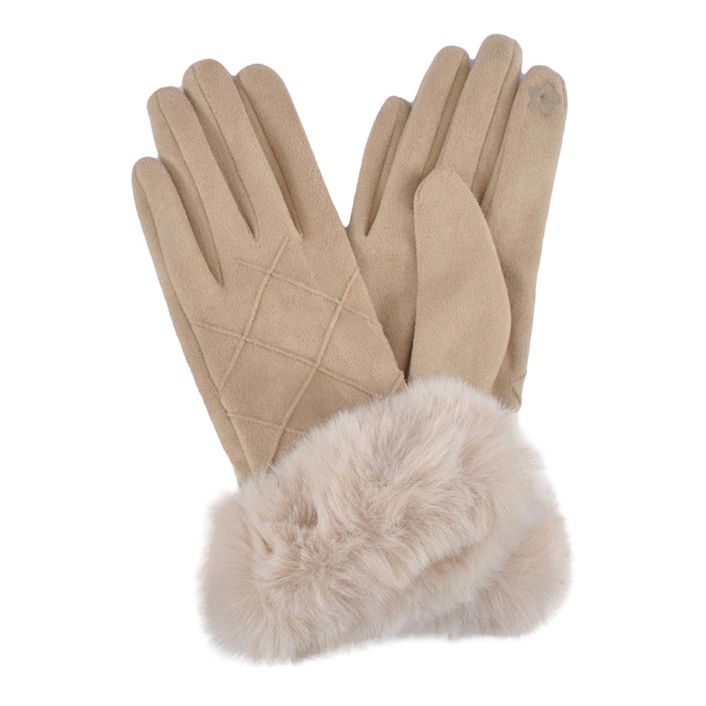 Ivory Fluffy Faux Fur Suede Touch Smart Gloves, give your look so much eye-catchy with gloves, a cozy feel. It's very attractive looking that will save you from cold and chill on cold days and the winter season. A pair of these gloves are awesome winter gift for your family, friends, anyone you love, and even yourself.