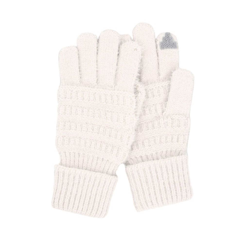 Ivory-Upgrade your winter wardrobe with our Fuzzy Cable Knit Smart Touch Gloves. Not only are they stylish and cozy, but they also feature smart touch technology, allowing you to easily use your phone or other touch screen devices without removing your gloves. Stay warm and connected this season! Ideal for gift. 