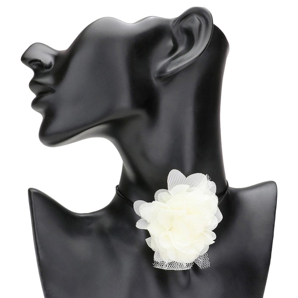 Ivory Mesh Flower Wrapped Choker Necklace, is perfect for adding a hint of sophistication to your look. It features a floral mesh design, giving it a subtle touch of femininity. The choker is lightweight and comfortable to wear, making it an ideal accessory for any occasion. Perfect gift choice for the peoples you love.