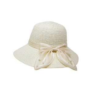Ivory Pearl Pointed Bow Band Straw Sun Hat is the perfect accessory for sunny days! With its elegant pearl detailing and delicate bow band, it adds a touch of sophistication to any outfit. The sturdy straw material provides protection from the sun while the pointed design adds a chic and stylish touch.