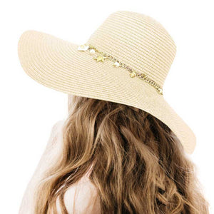 Ivory Pearl Starfish Shell Charm Band Pointed Straw Sun Hat, is perfect for any beach or outdoor occasion. The beautifully crafted pearl and shell band adds a touch of glamour, while the pointed straw design provides ample shade and breathability. Stay stylish and protected from the sun with this must-have accessory. 