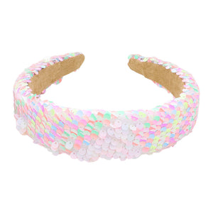 Ivory Reversible Hologram Sequin Headband, create a natural & beautiful look while perfectly matching your color with the easy-to-use sequin headband. Push your hair back and spice up any plain outfit with this headband! Be the ultimate trendsetter & be prepared to receive compliments wearing this chic headband with all your stylish outfits!