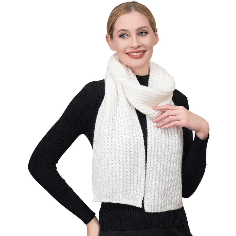 Ivory Solid Knit Oblong Scarf, Look stylish and stay warm. Its lightweight yet durable construction will ensure long-lasting comfort and warmth while its iconic design will differ you from the crowd. An excellent Fall-Winter gift choice for your parents, family members, loved ones, friends, or yourself.