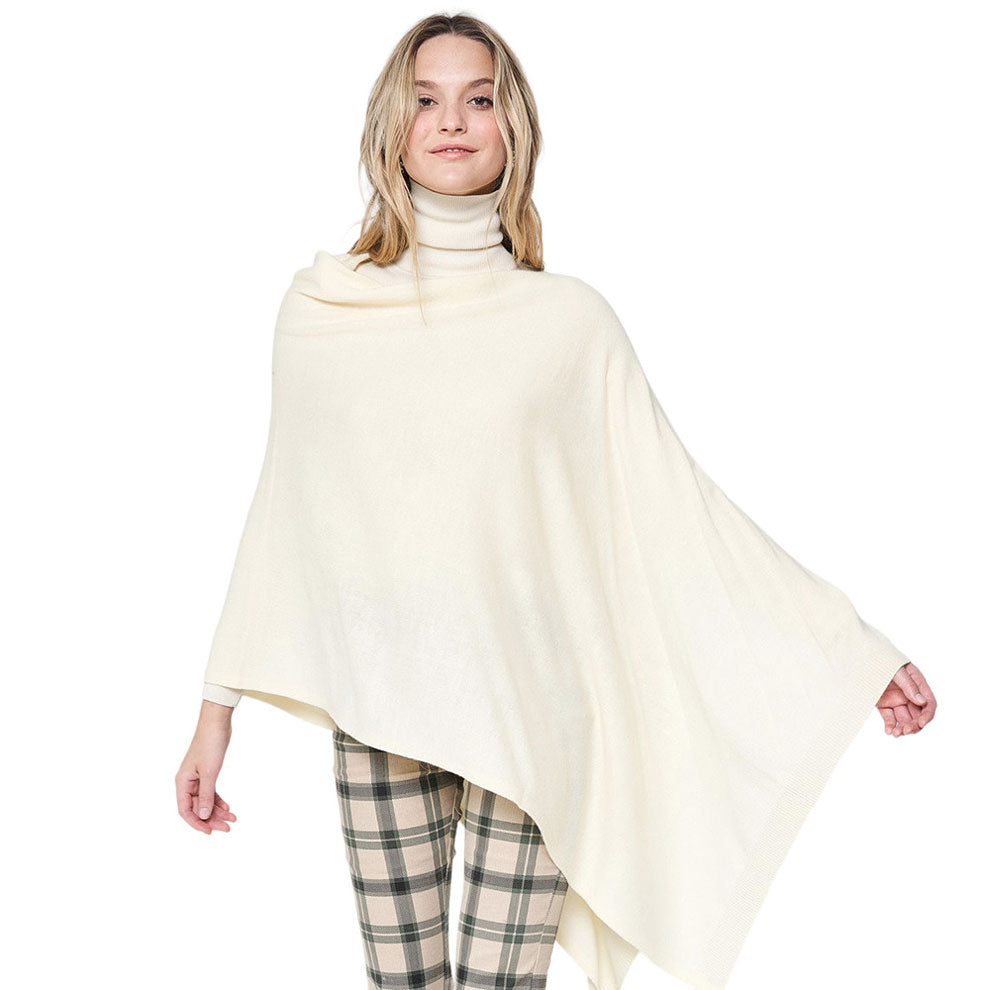 Ivory Solid Scarf Poncho, with the latest trend in ladies' outfit cover-up! The high-quality poncho is soft, comfortable, and warm but lightweight. It's perfect for your daily, casual, party, evening, vacation, and other special events outfits. A fantastic gift for your friends or family.