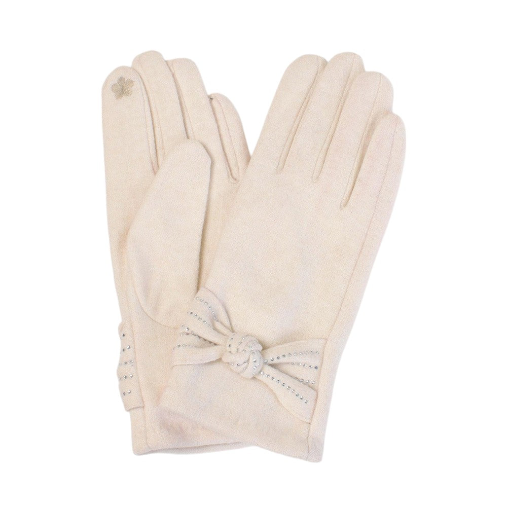 Ivory Stone Deco Ribbon Smart Touch Gloves, stay warm and stylish with our gloves feature a unique stone design and smart touch technology, make a delightful gift.