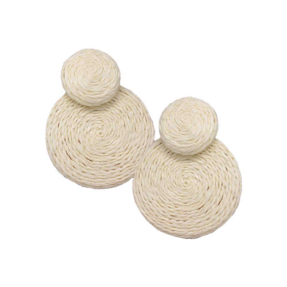 Ivory Swirl Double Raffia Link Earrings, the Beautifully crafted design adds a glow to any outfit. Look like the ultimate fashionista with these swirl raffia double round link earrings! Which easily makes your events more enjoyable. These earrings make you extra special on occasion. These swirl raffia double round earrings enhance your beauty and make you more attractive.