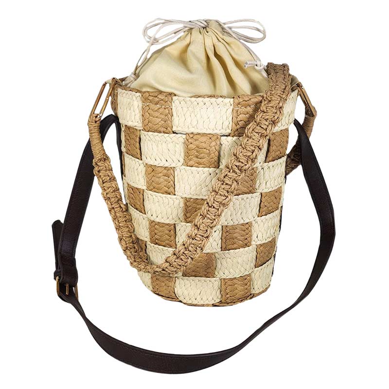 Ivory Woven Straw Bucket Bag, this crossbody bag with a chain strap is versatile enough for carrying throughout the week. A wonderful gift for your lover, family, and friends. Perfect for traveling, beach, parties, shopping, camping, dating, and other outdoor activities in daily life.