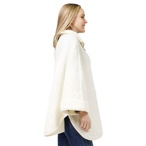 Ivory Zip Up Knit Cape Poncho, is delicate, warm, on-trend & fabulous, a luxe addition to any cold-weather ensemble. Great for daily wear in the cold winter to protect you against the chill, classic infinity-style zip-up poncho. Perfect Gift for wife, mom, birthday, holiday, etc.