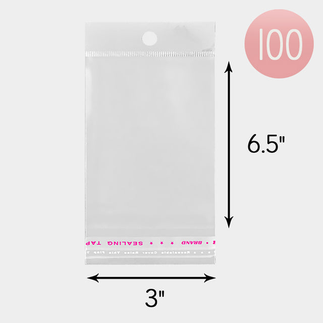 Madeline Love Clear 100PCS - 3" X 6.5" Clear plastic jewelry bags