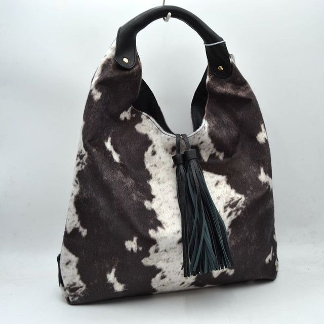 Rancher Cow Print Calf Hair Hobo - Handbags