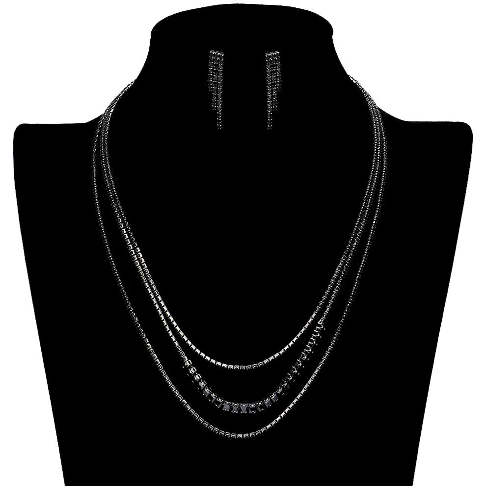 Black Chain Layered Necklace Set