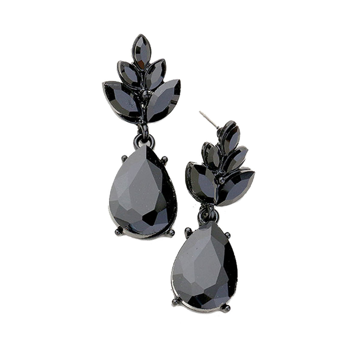 Jet Black Crystal Teardrop Cluster Vine Evening Earrings, wear over your favorite tops and dresses this season! A timeless treasure designed to add a gorgeous stylish glow to any outfit style. This piece is versatile and goes with practically anything! Fabulous Christmas Gift, Birthday Gift, Mother's Day, Loved one gift.