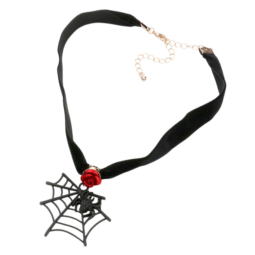 Jet Black Flower Spider Cobweb Pendant Choker Necklace, is beautifully designed with a Halloween theme that will make a glowing touch on everyone. This beautiful necklace is the ultimate representation of your class & beauty. Perfect gift accessory for especially Halloween to your friends, family, and the persons you love.