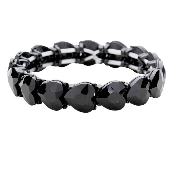 Jet-Black-Heart Crystal Stretch Evening Bracelet, get ready with these crystal stretch Bracelets to receive the best compliments on any special occasion. Put on a pop of color to complete your ensemble and make you stand out on special occasions. Perfect for adding just the right amount of shimmer & shine and a touch of class to special events. 