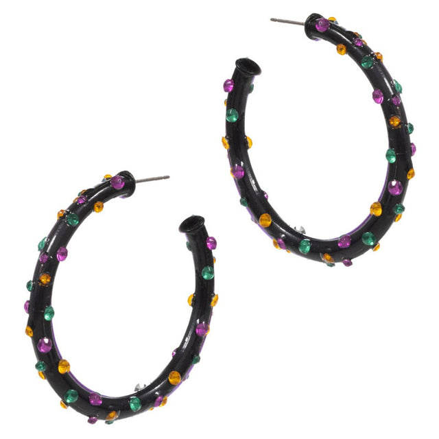 Jet Black Statement hoop earrings featuring a bold, sculpted silhouette accented with raised stud details for eye-catching texture and dimension. Designed to stand out while remaining comfortable to wear, these hoops elevate everyday outfits, party looks, and trend-forward styling for boutique accessory collections.