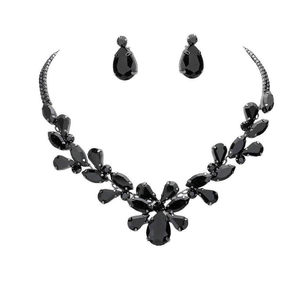 Jet Black Marquise Teardrop Cluster Evening Jewelry Set, is an excellent jewelry set that will sparkle all night long making you shine like a diamond. Crafted with attention to detail, these jewelry sets will add a touch of glamour to any attire. Perfect gift for birthdays, Mother's Day, anniversaries etc.