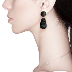 Jet Black Rhinestone Teardrop Dangle Evening Earrings, Elevate your evening look with these elegant earrings. Crafted with luxurious rhinestone crystals, these earrings will add a touch of sparkling glamour to your special occasion wardrobe. Perfect for any occasion or evening party, these earrings will complete any look.