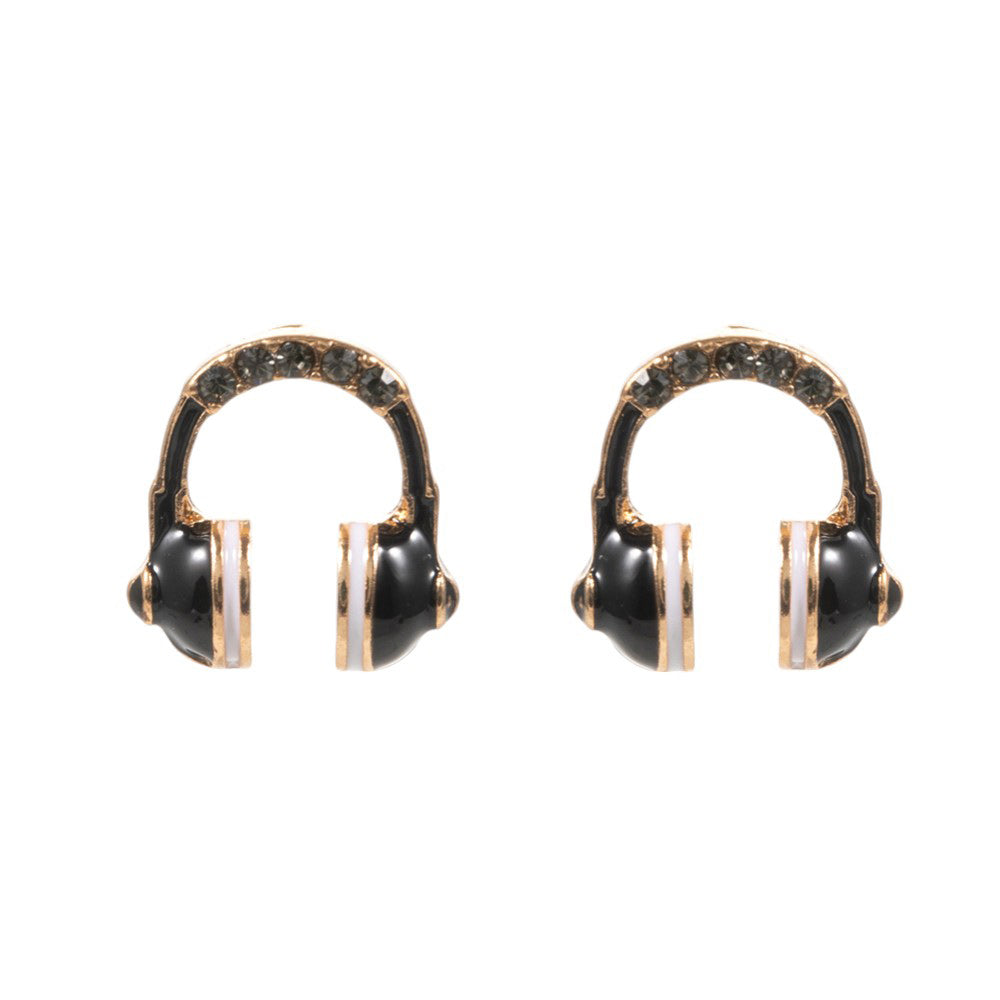 Pink-Stone Paved Enamel Headphone Stud Earrings are a must-have for any music lover.Made with high-quality materials, these earrings are durable and stylish.The stone and enamel detailing adds a touch of elegance, making them perfect for any occasion.Show off your passion for music with these unique and fashionable earrings