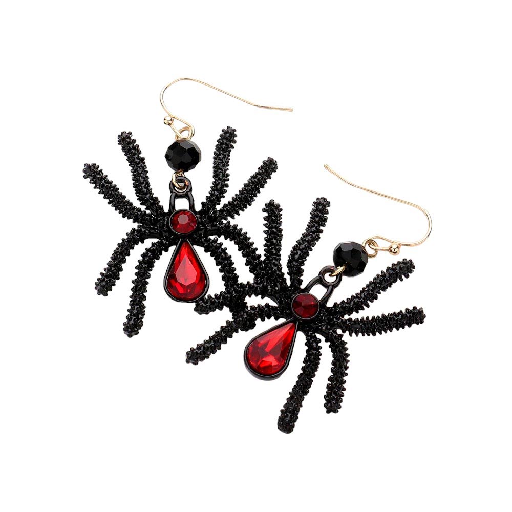 Jet-Black-Stone Pointed Halloween Spider Dangle Earrings are the perfect accessory for any Halloween outfit. These earrings feature a unique design of a pointed stone and a dangling spider, adding a touch of spooky elegance. Made with high-quality materials, they are both durable and stylish