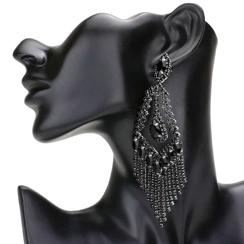 Pendientes de noche con forma de lágrima y cristales de imitación de araña - Negro azabache