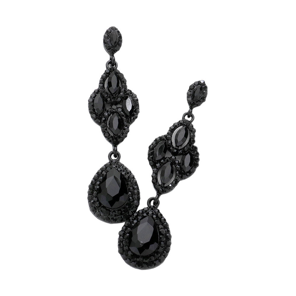 Jet Black Teardrop Stone Accented Dangle Evening Earrings, these stylish evening earrings feature a teardrop centerpiece with a stone accent. Crafted from high-quality material for lasting durability, they make a perfect addition to any formal outfit. Awesome gift for birthdays, anniversaries, wives, friends, and mothers.