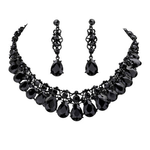 Jet Black Teardrop Stone Accented Evening Necklace, is an exquisite and gorgeous necklace that will surely amp up your beauty and show your perfect class anywhere, any time. Perfect gift for Birthday, Anniversary, Mother's Day, Anniversary, Graduation, Prom Jewelry, Just Because, Thank you, or Charm Necklace.