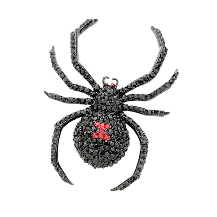 Jet-Black-red-Crystal Embellished Spider Brooch adds a touch of elegance to any outfit. The sparkling crystals and intricate design make it a unique and eye-catching accessory. Perfect for adding a touch of glamour to your wardrobe, this brooch is a must-have for fashion-forward individuals.