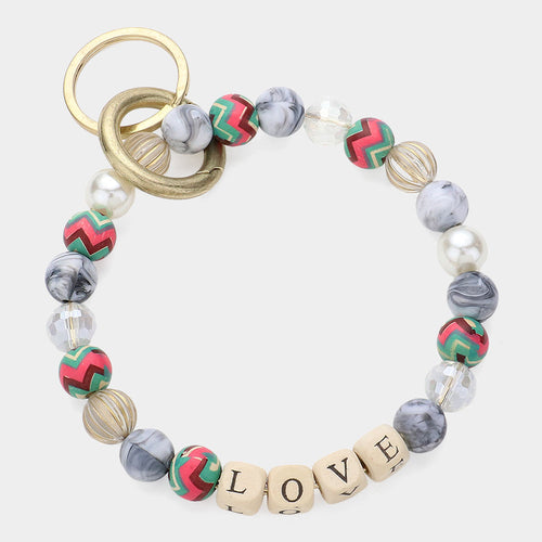 Llavero/pulsera con cuentas de perla y mensaje de AMOR - Multi