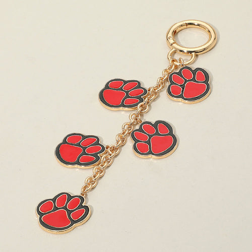 GAME DAY Football Themed Paw Charm Dangle Keychain Bag Charm - Black, Gold, Red