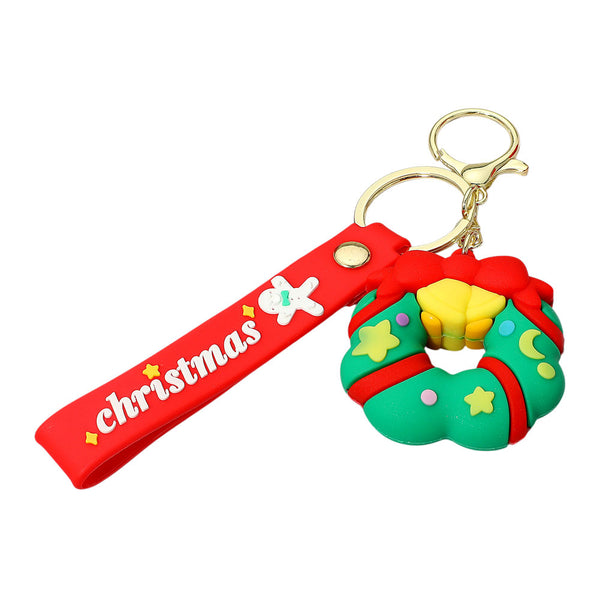 Green Red Christmas Message Strap Wreath Keychain Bag Charm